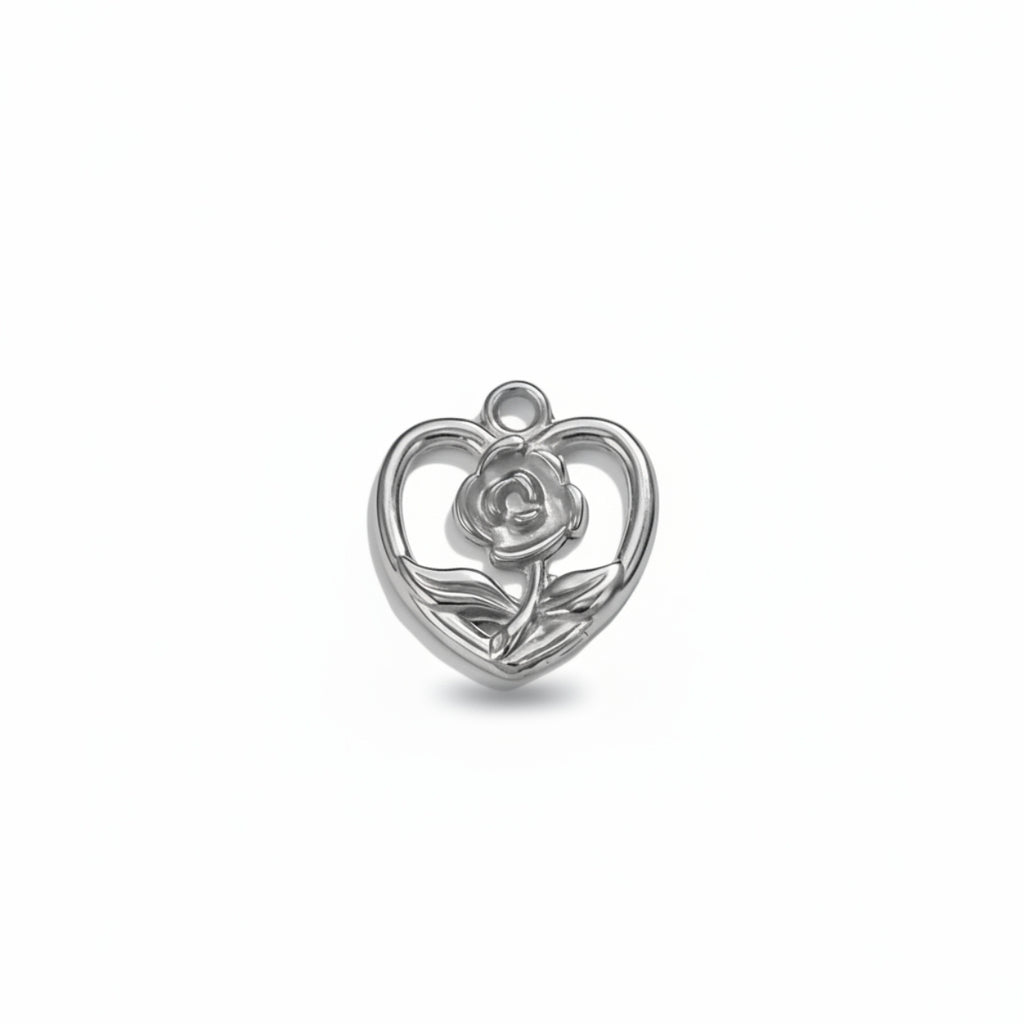 Heart rose charm